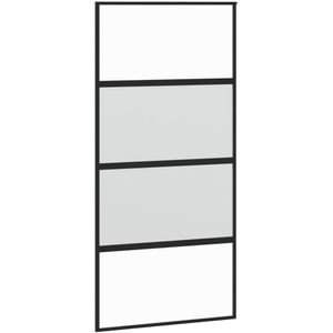 vidaXL Schuifdeur 102,5x205 cm gehard glas en aluminium zwart