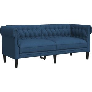 vidaXL Tweezitsbank Chesterfield-stijl stof blauw