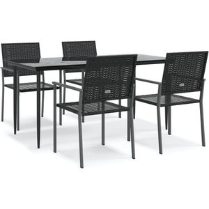 vidaXL 5-delige Tuinset poly rattan en staal