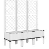 vidaXL Plantenbak met latwerk 120x40x142 cm polypropeen wit