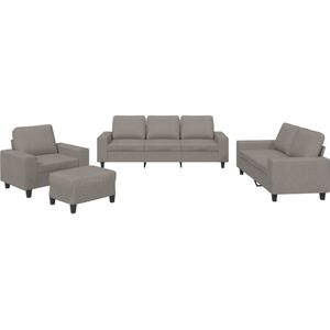 vidaXL 4-delige Loungeset stof taupe