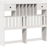 vidaXL - Bed - met - boekenkast - zonder - matras - grenenhout - wit - 135x190 - cm