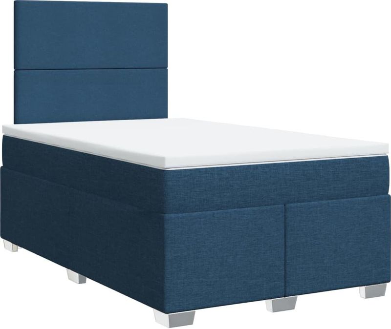 vidaXL Boxspring met matras stof blauw 120x190 cm