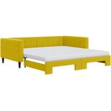 VidaXL-Slaapbank-onderschuifbed-en-matrassen-100x200-cm-fluweel-geel