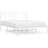 vidaXL Bedframe met hoofdbord metaal wit 140x200 cm