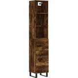 vidaXL Hoge kast 34,5x34x180 cm bewerkt hout gerookt eikenkleurig