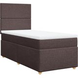 vidaXL - Boxspring - met - matras - stof - donkerbruinx200 - cm