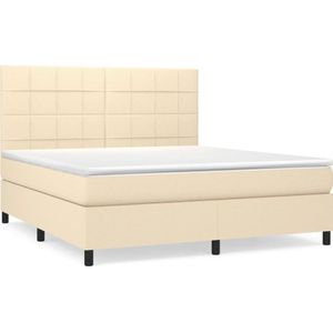 vidaXL Boxspring met matras stof crèmekleurig 180x200 cm