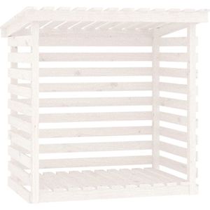 vidaXL - Haardhoutrek - 108x73x108 - cm - massief - grenenhout - wit