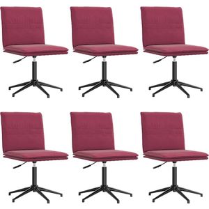 vidaXL Eetkamerstoelen 6 st fluweel wijnrood