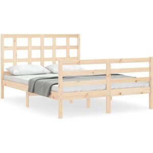 vidaXL Bedframe met hoofdbord massief hout