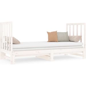 vidaXL Slaapbank uitschuifbaar massief grenenhout wit 2x(90x190) cm