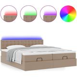 vidaXL Ottoman bed met matrassen en LED's 200x200cm kunstleer