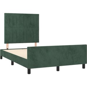 vidaXL Bedframe met hoofdbord fluweel donkergroen 120x190 cm