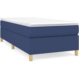 vidaXL Boxspring met matras stof blauw 100x200 cm