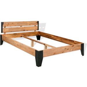 vidaXL Bedframe massief acaciahout en staal 193x203 cm