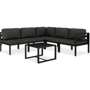 vidaXL 6-delige Loungeset met kussens aluminium antraciet