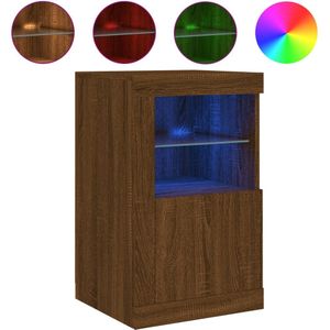 vidaXL Bijzetkast met LED-verlichting bewerkt hout bruin eikenkleur