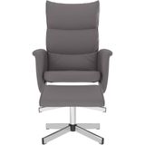 vidaXL Fauteuil verstelbaar met voetenbankje kunstleer grijs