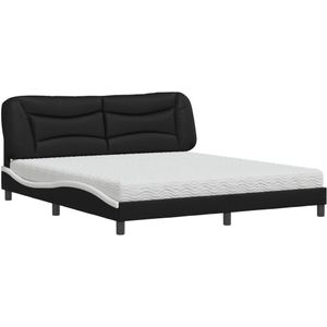 vidaXL - Bed - met - matras - kunstleer - zwart - en - wit - 180x200 - cm