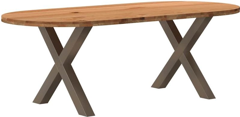 vidaXL Eettafel 220x100x74 cm ovaal massief eikenhout lichtbruin