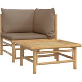 vidaXL 2-delige Loungeset met kussens bamboe taupe