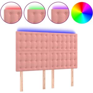 vidaXL Hoofdbord LED 144x5x118/128 cm fluweel zwart