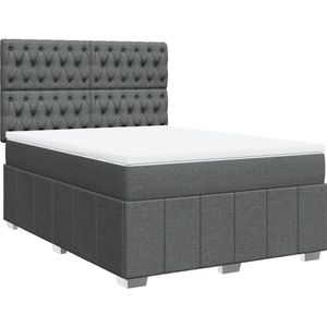 vidaXL Boxspring met matras stof donkergrijs 160x200 cm