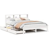 vidaXL Bed met boekenkast zonder matras grenenhout wit 140x200 cm