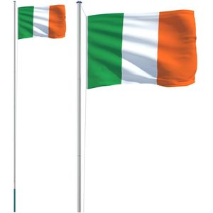 vidaXL Vlag met vlaggenmast Ierland 6,23 m aluminium