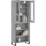 vidaXL Hoge kast 69,5x34x180 cm bewerkt hout grijs sonoma eikenkleurig