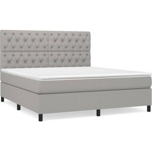 vidaXL Boxspring met matras stof lichtgrijs 160x200 cm