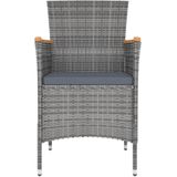vidaXL 5-delige Tuinset met kussens poly rattan grijs