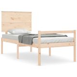 vidaXL Bedframe met hoofdbord massief hout 100x200 cm