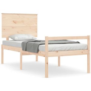 vidaXL Bedframe met hoofdbord massief hout 100x200 cm