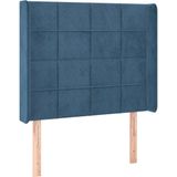 vidaXL Hoofdbord met randen 103x16x118/128 cm fluweel donkerblauw