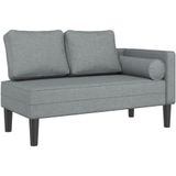 vidaXL Chaise longue met kussens stof lichtgrijs
