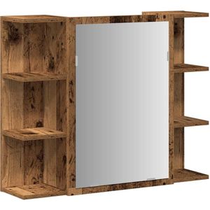 vidaXL Badkamerspiegelkast 80x20,5x64 cm bewerkt hout oud houtkleurig