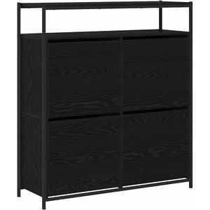 vidaXL Schoenenkast met 4 Flip-Lades Zwart Eiken 100x34x112 cm