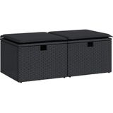 vidaXL 2-delige Loungeset met kussens poly rattan acacia zwart