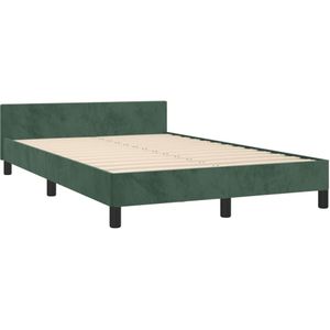 vidaXL Bedframe met hoofdbord fluweel donkergroen 120x190 cm