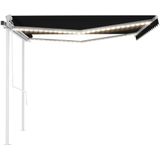 vidaXL Luifel automatisch met LED en windsensor 4x3 m antracietkleurig