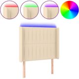 VidaXL Hoofdbord LED 93x16x118/128 cm - Stof Crèmekleurig