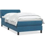 vidaXL Boxspring met matras fluweel donkerblauw 80x220 cm