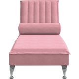 vidaXL Massage chaise longue met bolster fluweel roze