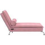 vidaXL Massage chaise longue met bolster fluweel roze