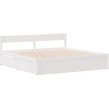 vidaXL - Bedframe - zonder - matras - massief - grenenhout - wit - 200x200 - cm