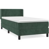 vidaXL Boxspring met matras fluweel donkergroen 100x200 cm