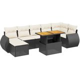 vidaXL 8-delige Loungeset met kussens poly rattan zwart