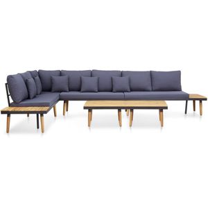 vidaXL Loungeset 7-zits met kussens massief acaciahout bruin